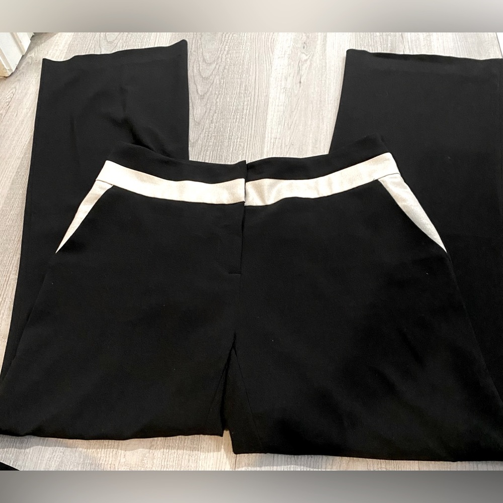 VENUS Black Dress Pants w/White Sparkly Waist & Side Pocket Detail Size 12 - Picture 3 of 4